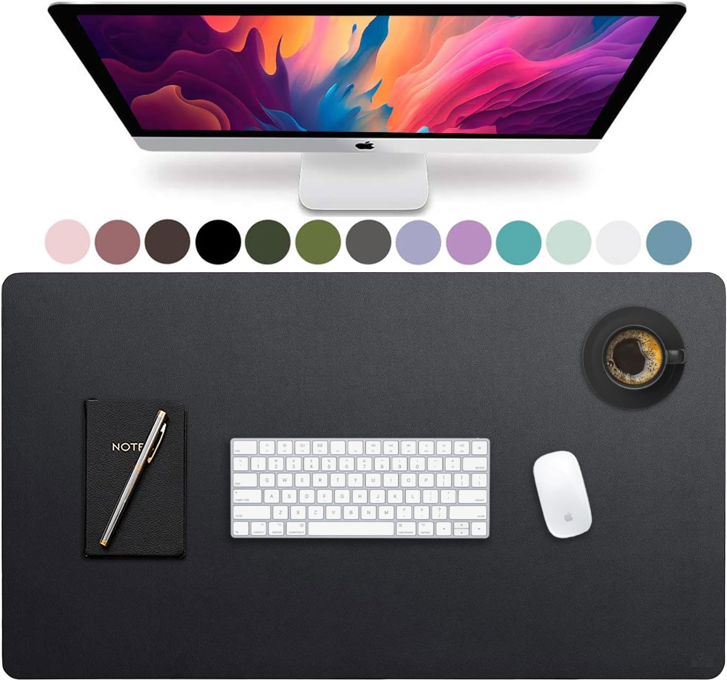 Leather Desk Pad - แผ่นรองโต๊ะหนังขนาดใหญ่, แผ่นรองโต๊ะทำงานหนัง PU กันน้ำ กันลื่น แผ่นรองเมาส์