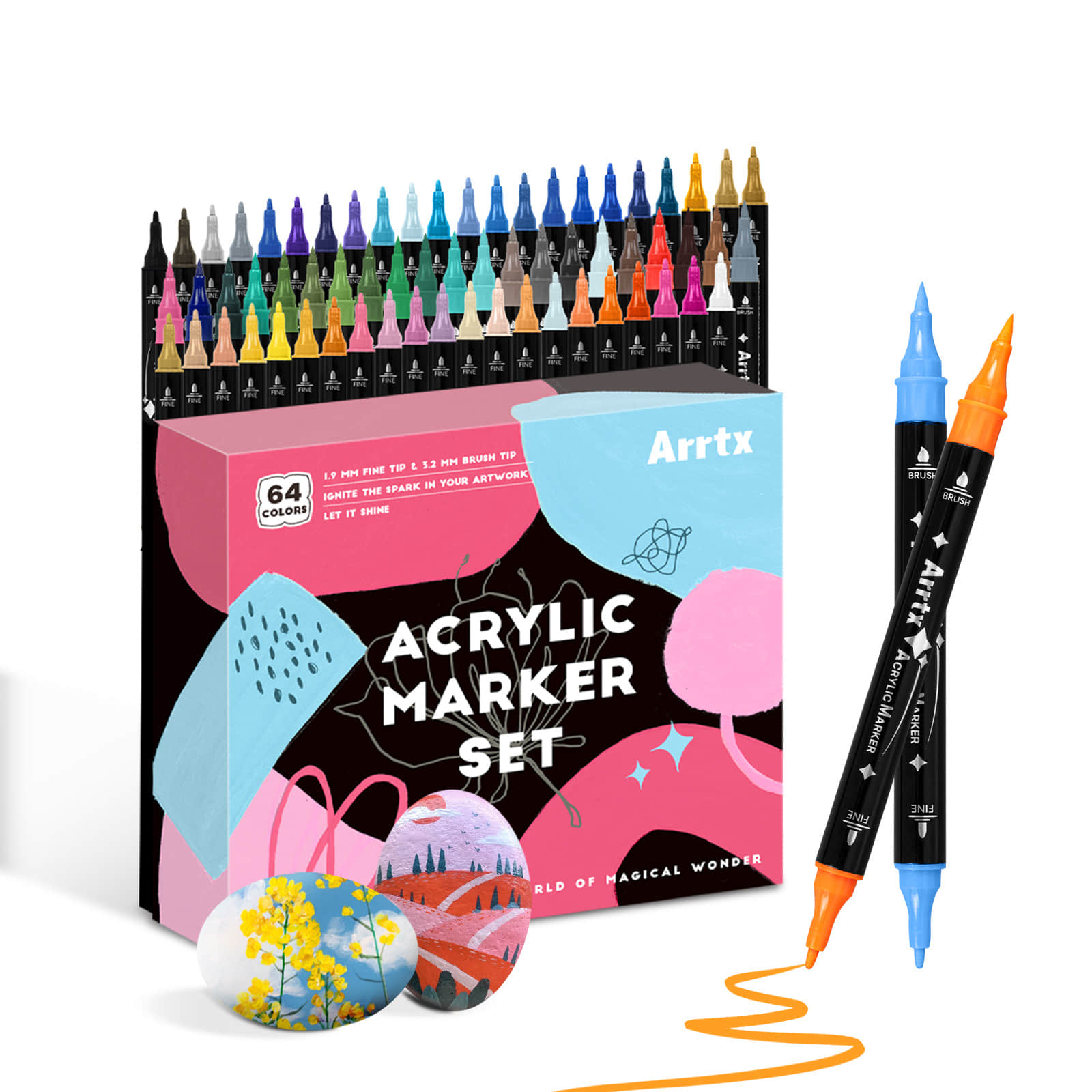 Copic Marker Classic - Arrtx 64 สีปากกาสีอะคริลิค,แปรงและ Fine Dual Tip