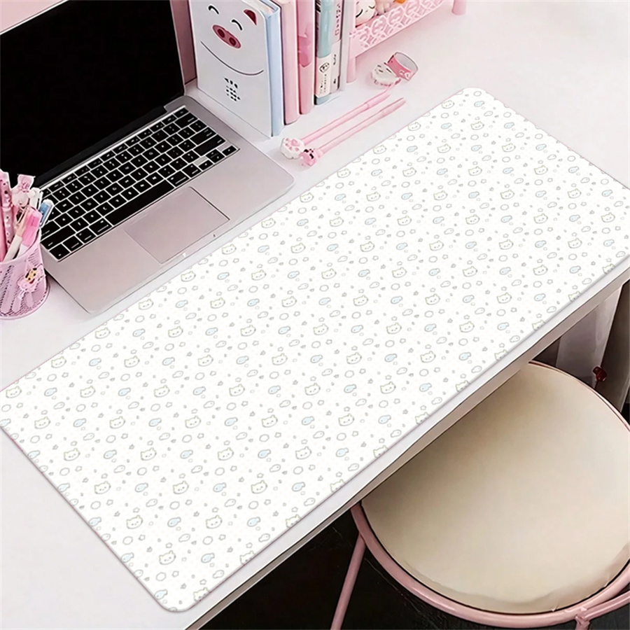 Leather Desk Pad - แผ่นรองโต๊ะหนังน่ารัก ตกแต่งโต๊ะอาหาร สีชมพู ลายการ์ตูนอนิเมะ Y2k แผ่นรองเมาส์หนังลายแมว