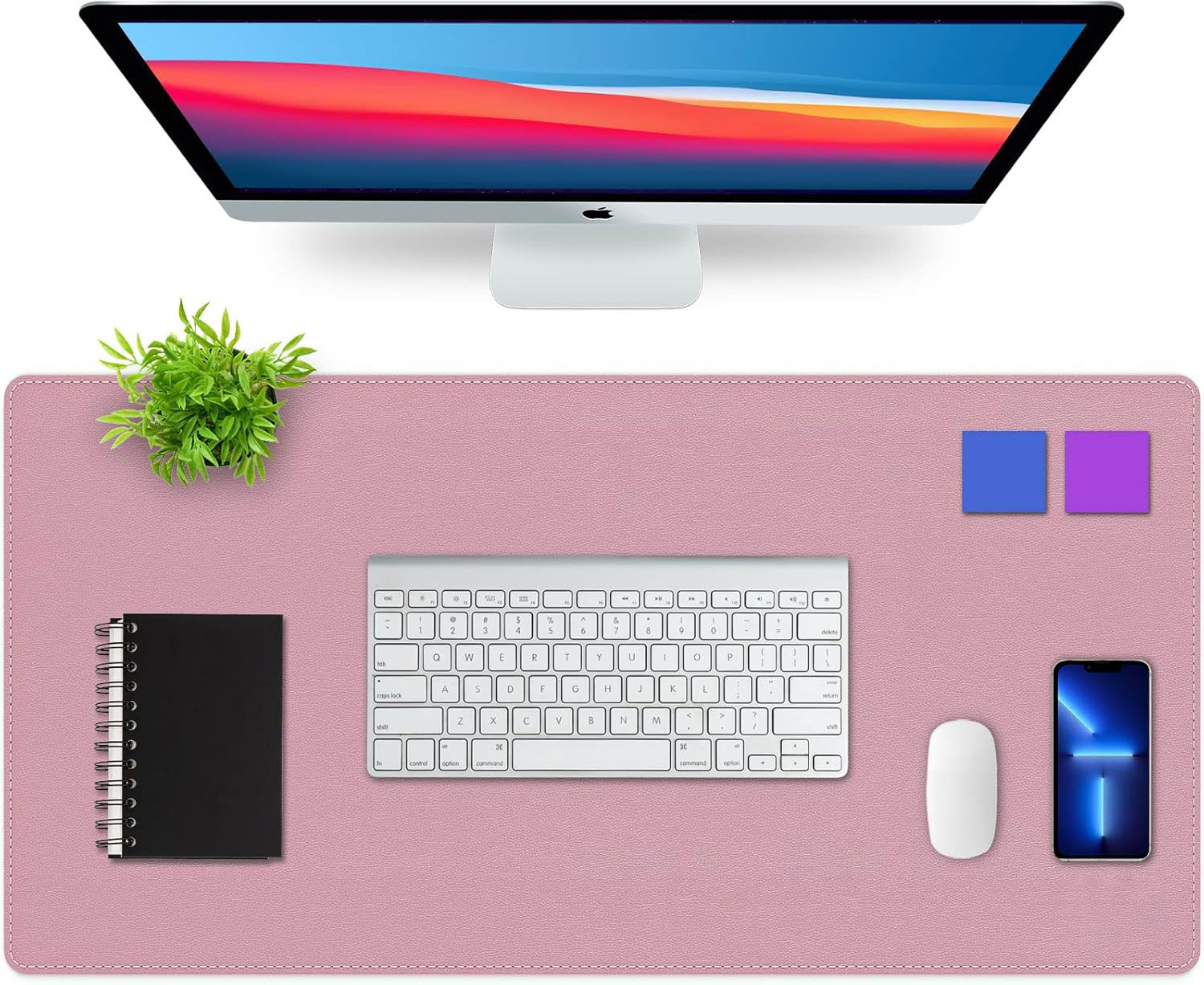 Leather Desk Pad - แผ่นรองโต๊ะทำงานแบบสองด้าน, แผ่นรองโต๊ะกันน้ำกันลื่นสำหรับเดสก์ท็อป, แผ่นรองโต๊ะหนัง PU